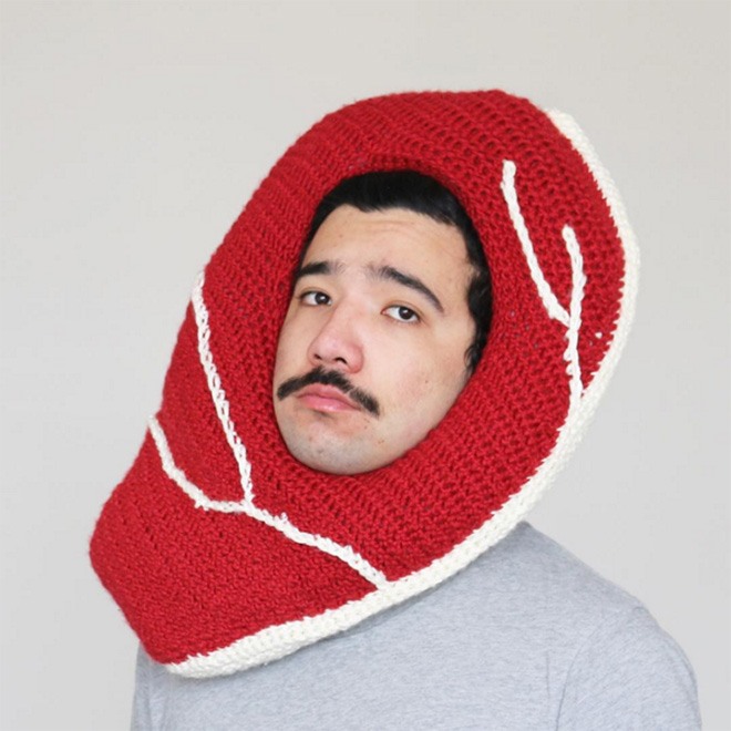 Artist Crochets Huge Food Hats And Wears Them Himself