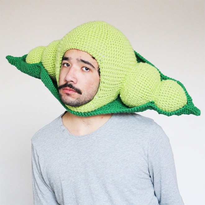 Artist Crochets Huge Food Hats And Wears Them Himself