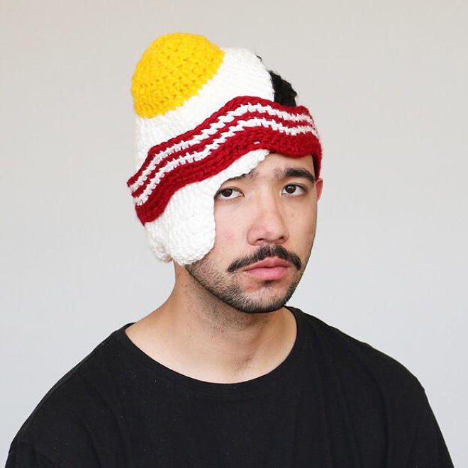 Artist Crochets Huge Food Hats And Wears Them Himself
