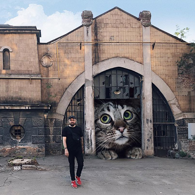 Artist Imagines a World Where Humans Live Among Giant Cats