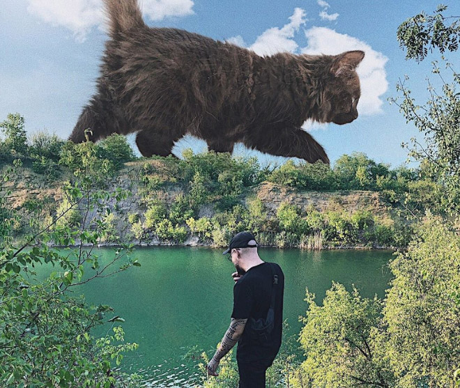 Artist Imagines a World Where Humans Live Among Giant Cats