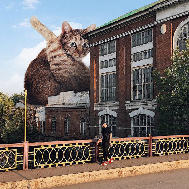 Artist Imagines a World Where Humans Live Among Giant Cats