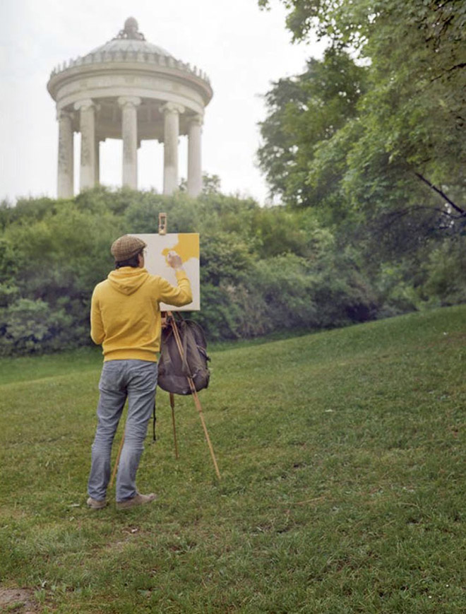 Artist Travels To Scenic Locations Only To Paint The Pattern of His Own Shirt