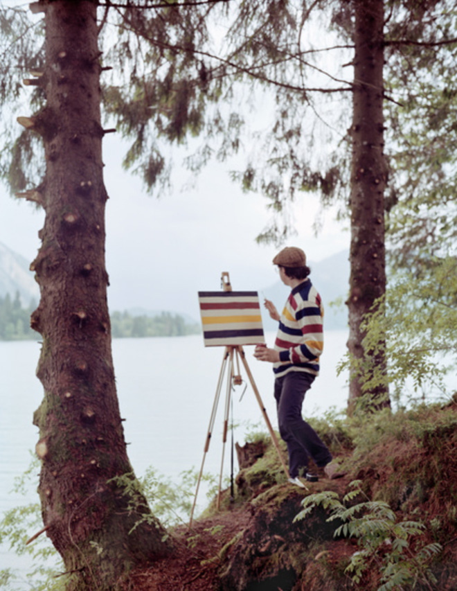 Artist Travels To Scenic Locations Only To Paint The Pattern of His Own Shirt
