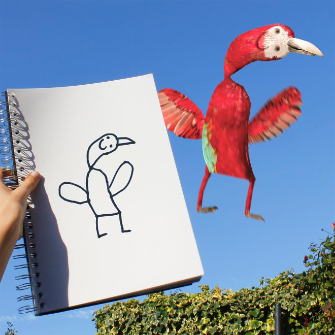 Dad Continues to Recreate Son’s Drawings Into Hilarious Real-Life Counterparts