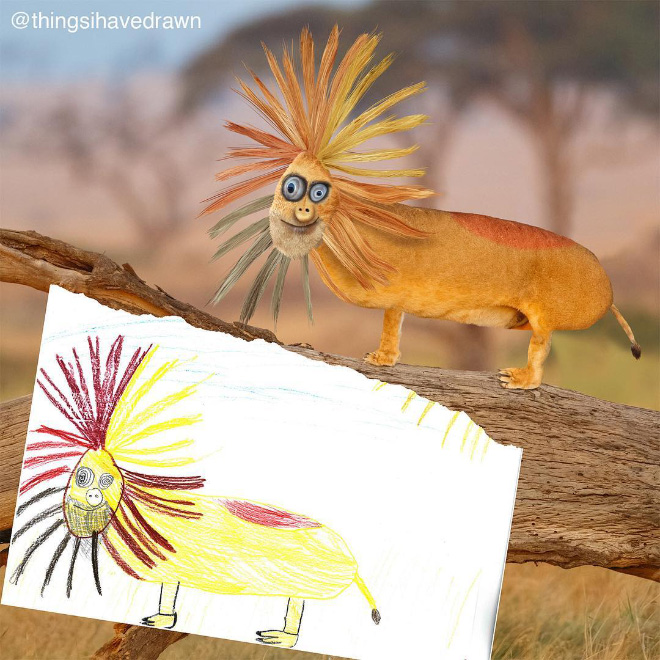 Dad Continues to Recreate Son’s Drawings Into Hilarious Real-Life Counterparts