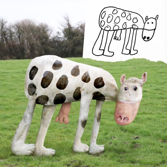 Dad Spends Quarantine Recreating Son’s Drawings Into Hilarious Real-Life Counterparts