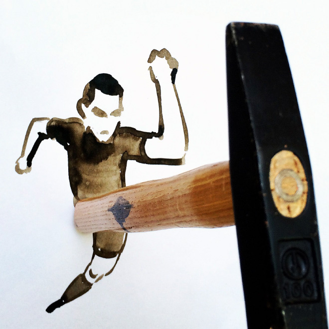 Funny And Creative Drawings Completed Using Everyday Objects
