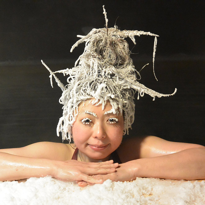 Funny Photos From The Hair Freezing Contest of Takhini Hot Springs