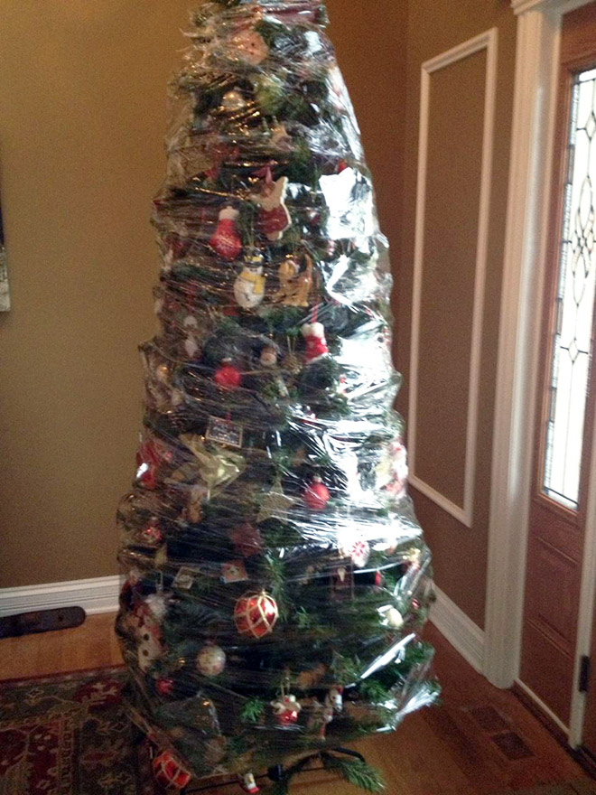 Genius People Who Found a Way To Protect Their Christmas Trees From Pets