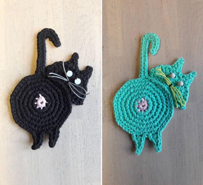 Latest Etsy Trend: Crocheted Cat Butt Coasters