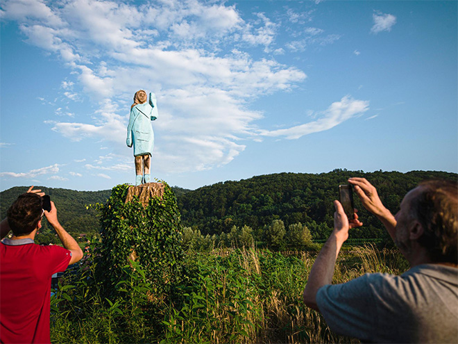 Melania Trump Wooden Statue Unveiled Close To Her Hometown In Slovenia