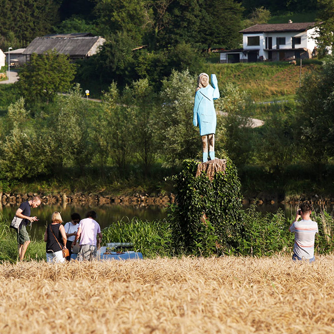 Melania Trump Wooden Statue Unveiled Close To Her Hometown In Slovenia