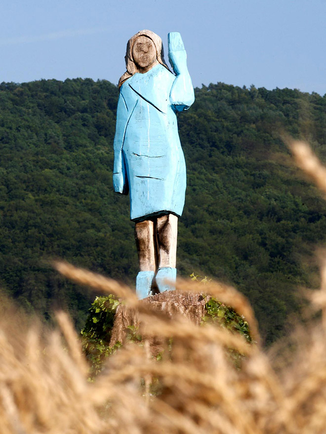 Melania Trump Wooden Statue Unveiled Close To Her Hometown In Slovenia