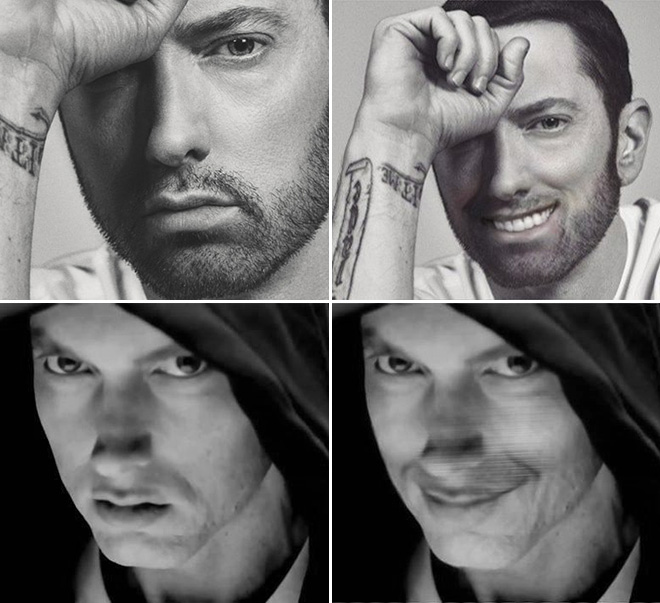 Photoshop Artist Makes Eminem Smile, The Results Are Terrifying