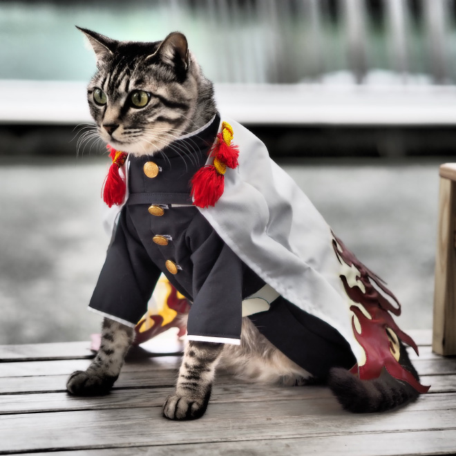Talented Japanese Man Creates Anime Costumes For His Cats