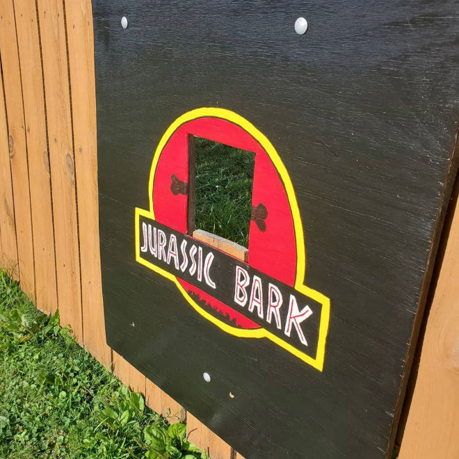 These Guys Make Neighborhood Laugh With Creative Fence Windows For Dogs