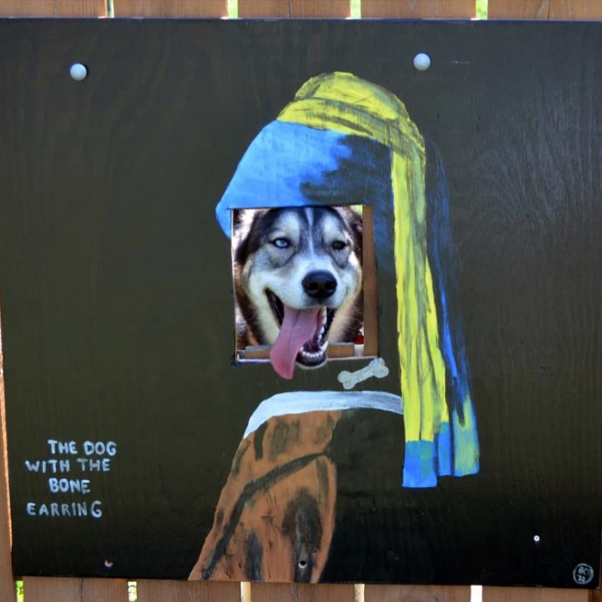 These Guys Make Neighborhood Laugh With Creative Fence Windows For Dogs