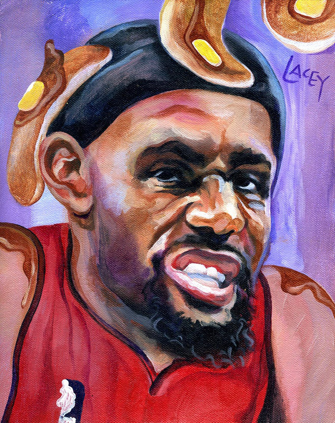 This Artist Makes a Living by Painting Celebrities With Pancakes On Their Heads