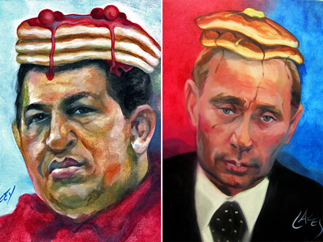 This Artist Makes a Living by Painting Celebrities With Pancakes On Their Heads