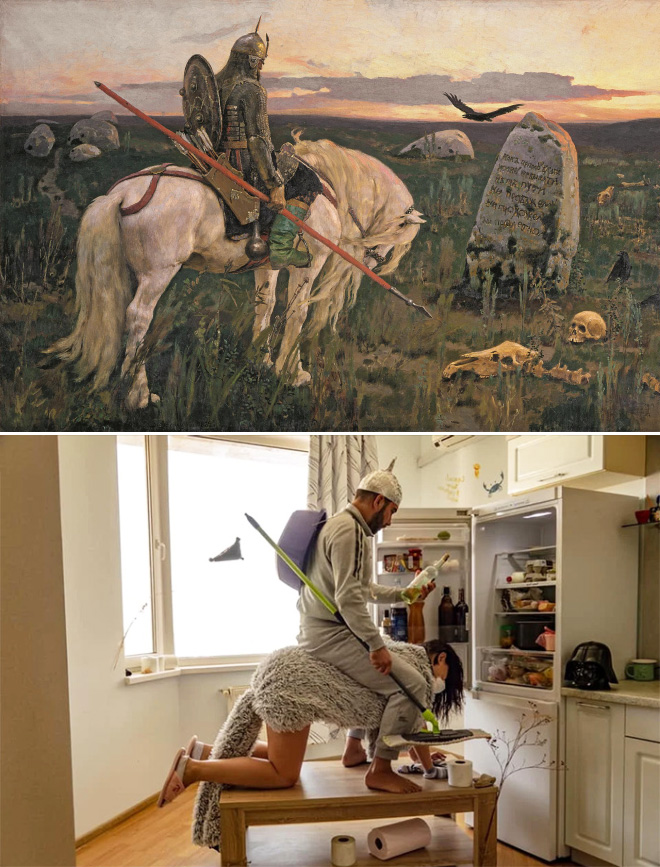 This Russian Facebook Group Is Recreating Famous Paintings While Isolating, And They’re Brilliant
