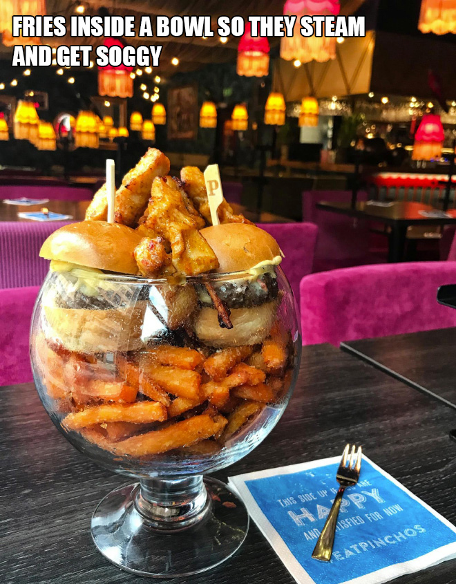 “We Want Plates” Facebook Group Shames Restaurants That Serve Food In Ridiculous Ways